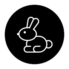 black and white illustration of bunny icon