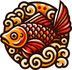 fish vector icon logo symbol illustration design sketch with classic ethnic vintage traditional abstract modern style 