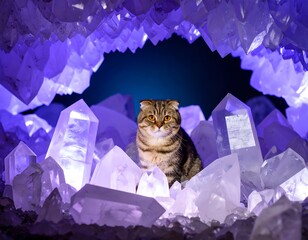 cat and purple crystal