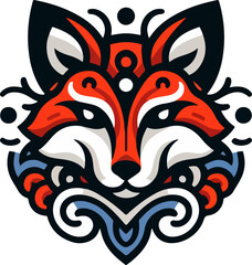 fox head vector icon logo symbol illustration design detailed sketch with classic ethnic vintage traditional abstract modern style