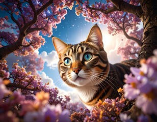 cat in the autumn forest