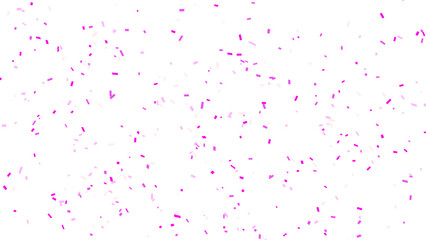 Scattered pink confetti pieces floating in the air against a clean white background creating a festive scene