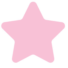 Pink star shape isolated on white background, flat 2D pastel design for decoration or playful graphic element, vector illustration.