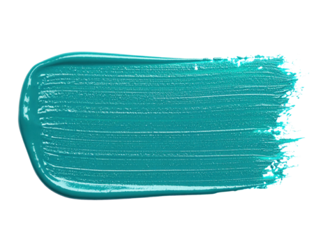 Glossy teal paint brush stroke with a thick textured surface and visible bristle marks.