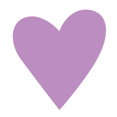 Purple heart shape graphic illustration on white background, minimal flat style, suitable for love, romance, and Valentine design projects.