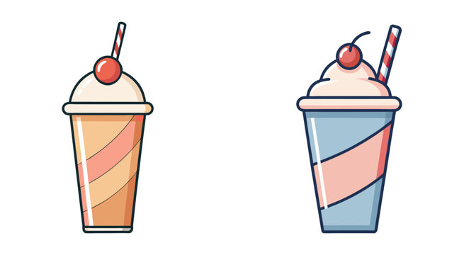 Flat milkshake cup vector illustration design