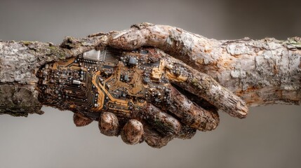 Fototapeta premium Symbiosis: Nature and Technology Embrace