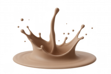 Chocolate milk splashing and making a crown shape, perfect for advertising and packaging, with transparent background