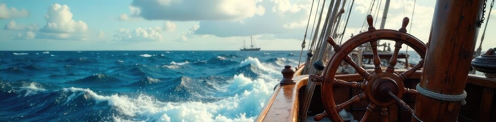 Seasoned Captain Navigating Choppy Waters A Masterful Display of Nautical Expertise and Calm amidst a Stormy Sea