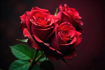Fototapeta premium A vibrant, close-up shot of intertwined red roses, thorns visible, symbolizing passionate, rebellious love that's both beautiful and dangerous , bloom, macro, rebellious romance
