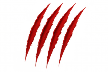 Crimson claw ripping translucent surface, conveying raw primal threat and visceral violence