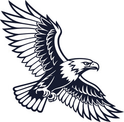 Fototapeta premium Silhouette eagle,bird,wings,black and white, detailed,photorealistic,digital art 