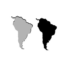 Double Flat South America Map Silhouette