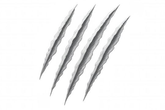 Realistic deep claw scratches ripping through transparent surface, revealing dramatic textured damage mark