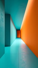 empty room with colorful windows