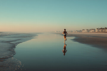 Fototapeta premium woman running on the beach