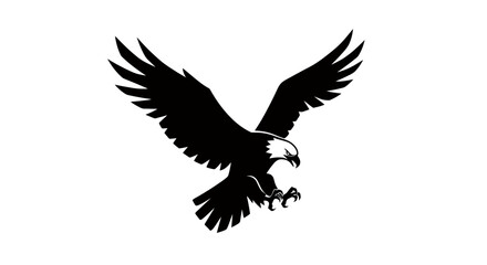 A striking black vector illustration of a majestic eagle soaring with outstretched wings, embodying strength, freedom, and precision.
