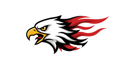 Obraz premium Fiery eagle head vector illustration, perfect for logos, emblems, and designs needing a powerful, fiery PNG image. Download this high-quality vector graphic for your projects today!