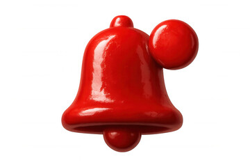 Glowing red notification bell ringing, transparent background highlighting digital communication interface design element