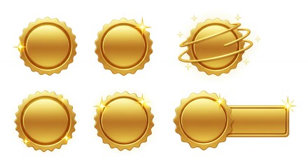 Set of golden badges for design elements