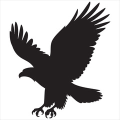 soaring raptor silhouette vector art isolated white