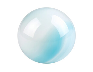 Obraz premium A smooth reflective sphere with elegant white and pale blue marbled textures.