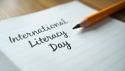 Celebration of International Literacy Day with books and educational icons, emphasizing the value of literacy and learning