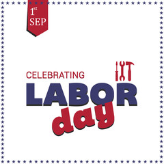 Labor Day Celebration Vector Banner – Stars border Design