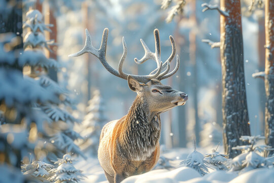 Beautiful deer in forest.