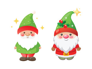Cute Cartoon Christmas Gnomes Icons