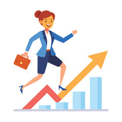 smiling business woman standing on profit chart vector icon