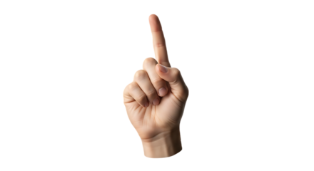 Human hand pointing upwards isolated on a transparent background