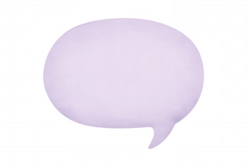 Purple speech bubble floating on a transparent background, symbolizing communication, dialogue, and sharing of ideas