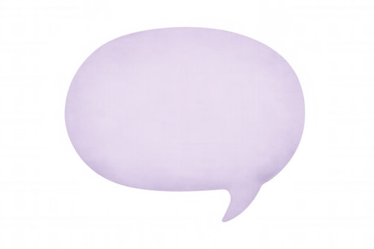 Purple speech bubble floating on a transparent background, symbolizing communication, dialogue, and sharing of ideas