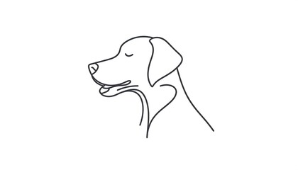 Profile view of a dog's head, single line drawing