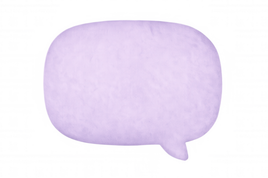 Purple speech bubble floating on a transparent background, perfect for adding text or comments