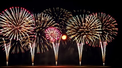 Spectacular fireworks display on a black background, night sky celebration - Powered by Adobe