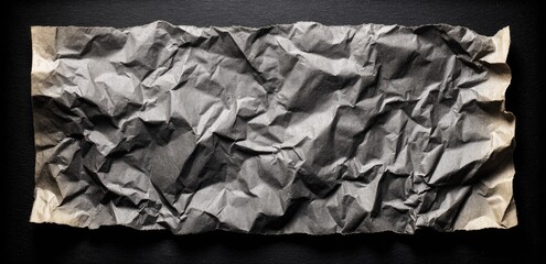 Crinkled gray paper on dark surface