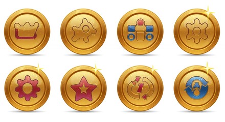 Collection of golden decorative icons