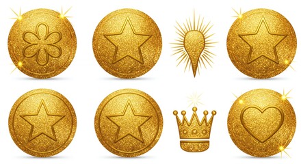 Gold decorative symbols set design elements