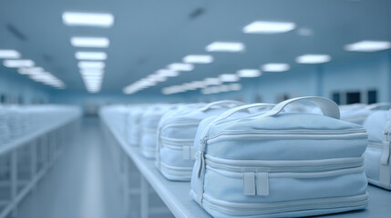 factory setting where innovative school backpacks with ai assistants are being produced