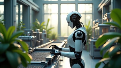 Robot in Greenhouse Automated Production Line with Artificial Intelligence Oversight