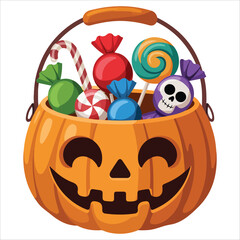 halloween candy container with spooky grin vector illustration white space