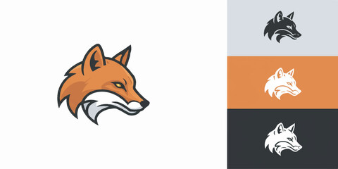 Obraz premium High-quality vector illustration of a fox head logo icon with clean lines, solid colors, and smooth gradients