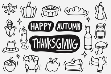 set of thanksgiving doodle good for background, wallpaper, element design, icon, etc