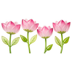 Fototapeta premium Elegant Arrangement of Pink Lotus Flowers with Green Leaves Symbolizing Purity and Enlightenment in a Serene Botanical Display