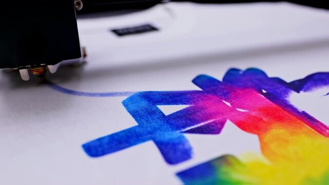 DTG Printer Printing Colorful LGBT Symbol on White T-Shirt