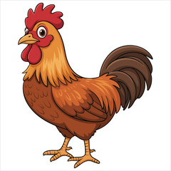 playful barnyard hen cartoon vector graphic plain background