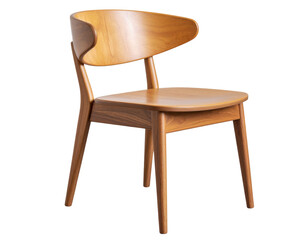 Fototapeta premium 1 Side Profile of Contemporary Curved Wooden Chair with Ergonomic Design, isolated on transparent background PNG