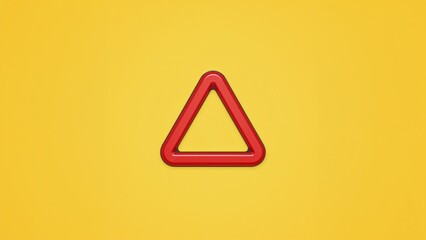 Displaying red glossy triangular frame floating against smooth yellow set, highlighting bold design